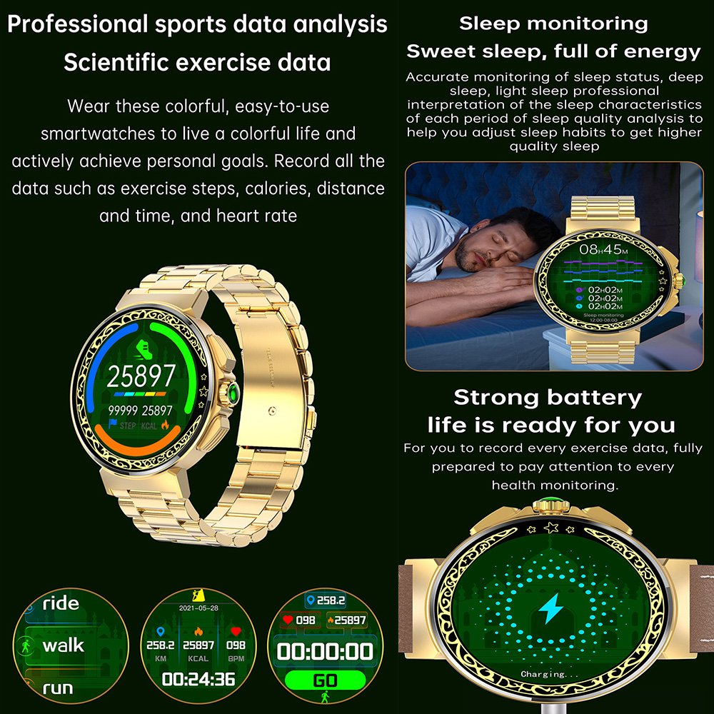 Electronic mecca dahira islamic alfajr muslim compass montre i qibla direction finder compass smart watch qibla watch